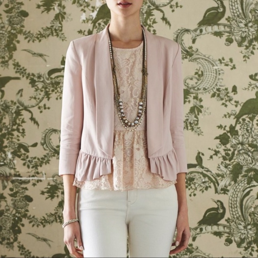 Cartonnier Anthropologie Calin Ruffled Blazer pink